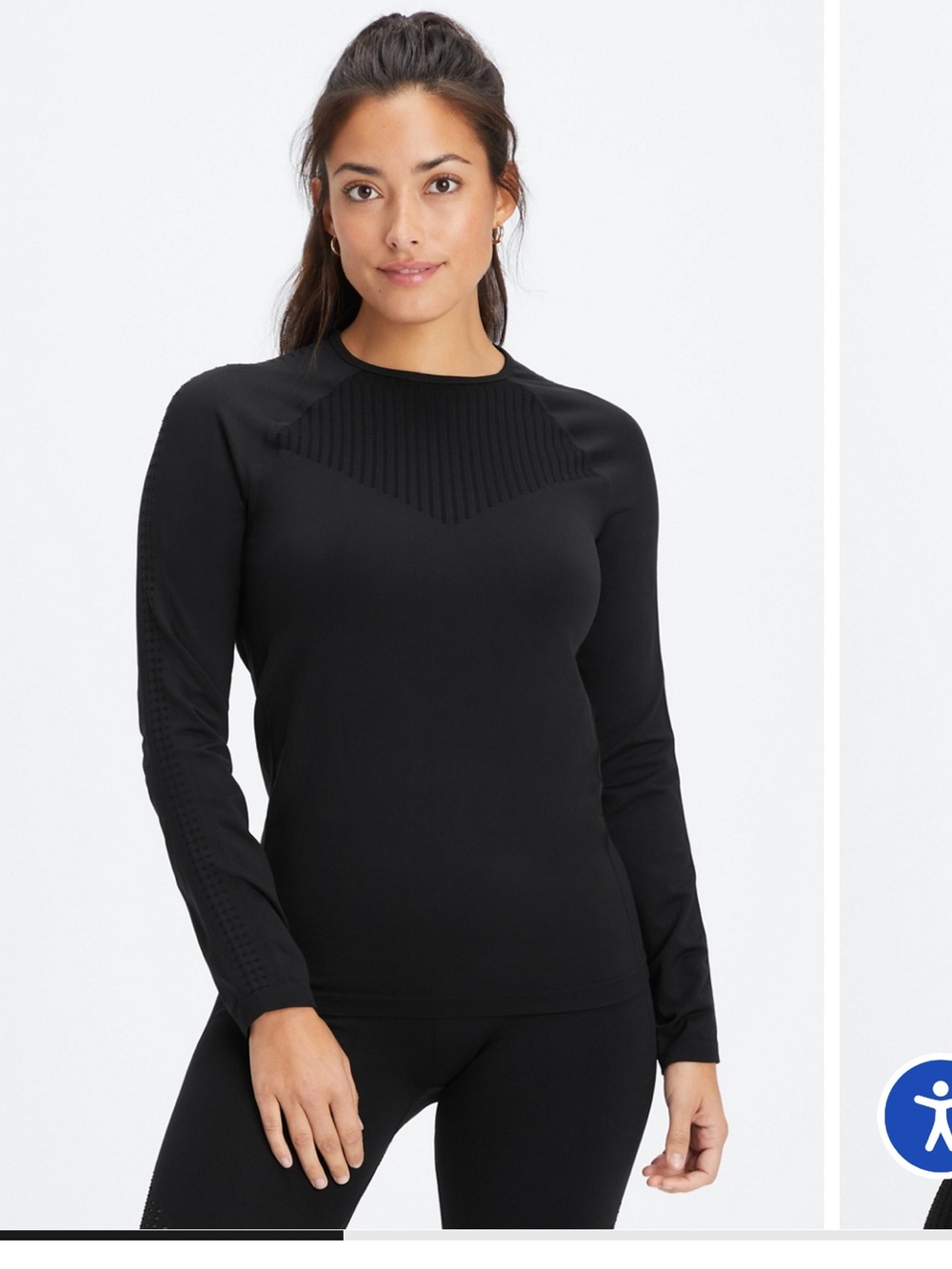 Fabletics Black Long-Sleeve Seamless Performance Top